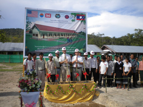 Photo Credit: U.S. Army Corps of Engineers | Ground breaking ceremony for the Laos Sanxai Primary School construction project, scheduled for completion August 2012. The Corps manages the $374,407 project for the U.S. Pacific Command.