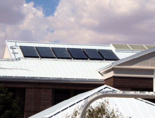 Photo Credit: Johnson Controls|Not your father’s barracks – A solar thermal array provides hot water for Fort Bliss.