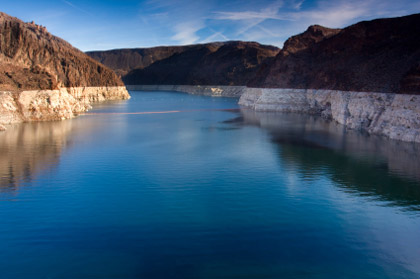 © iStockphoto.com/wholden|Lake Mead, which was created by a dam on the Colorado River at the border of Arizona and Nevada, observed from Hoover Dam.