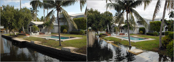 Photos by Paul Krashefski|A canal system flooding in a residential area.
